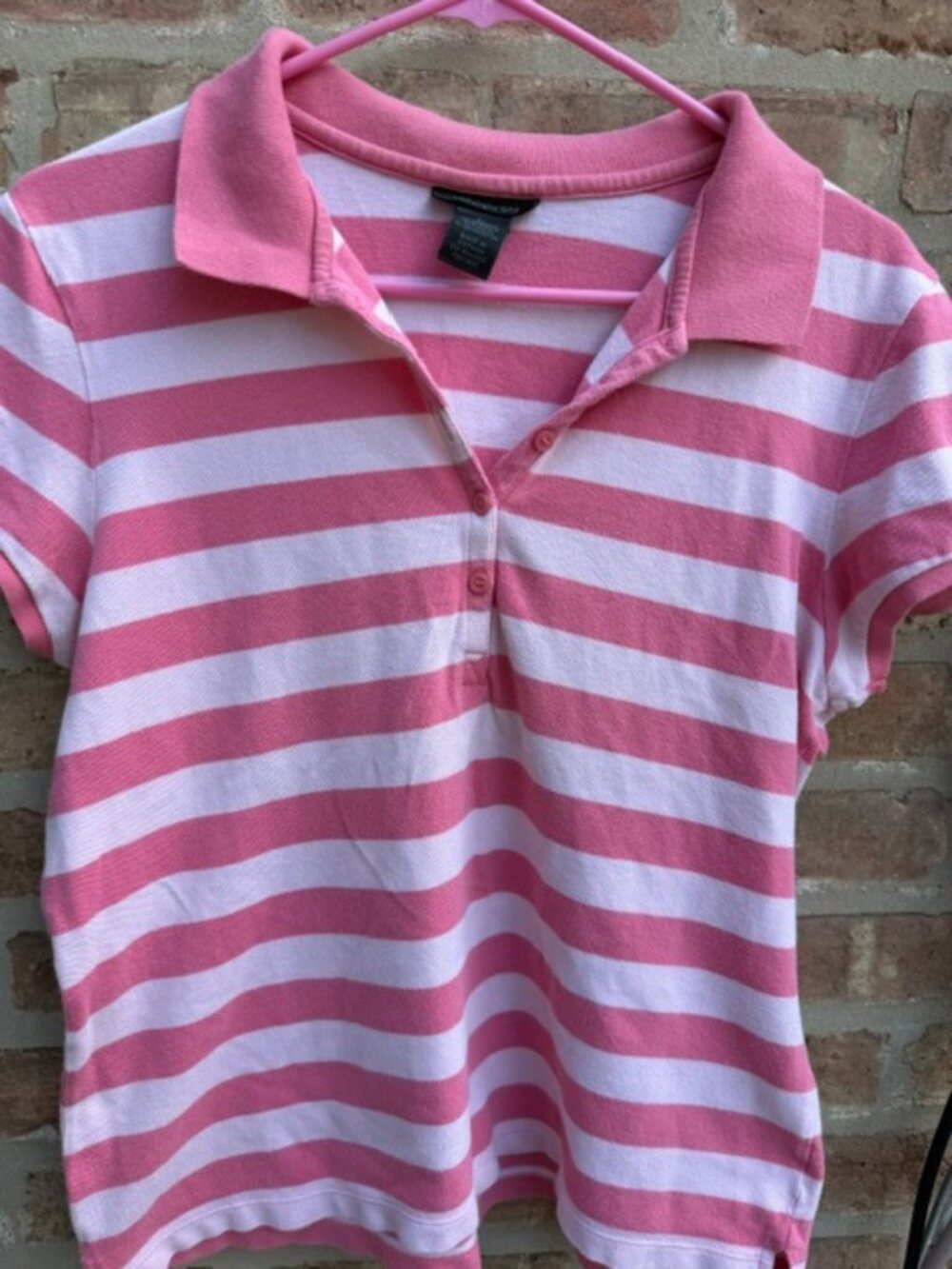 The limited stretch shirt women's short sleeve - polo Pink size: Large L (12-14)